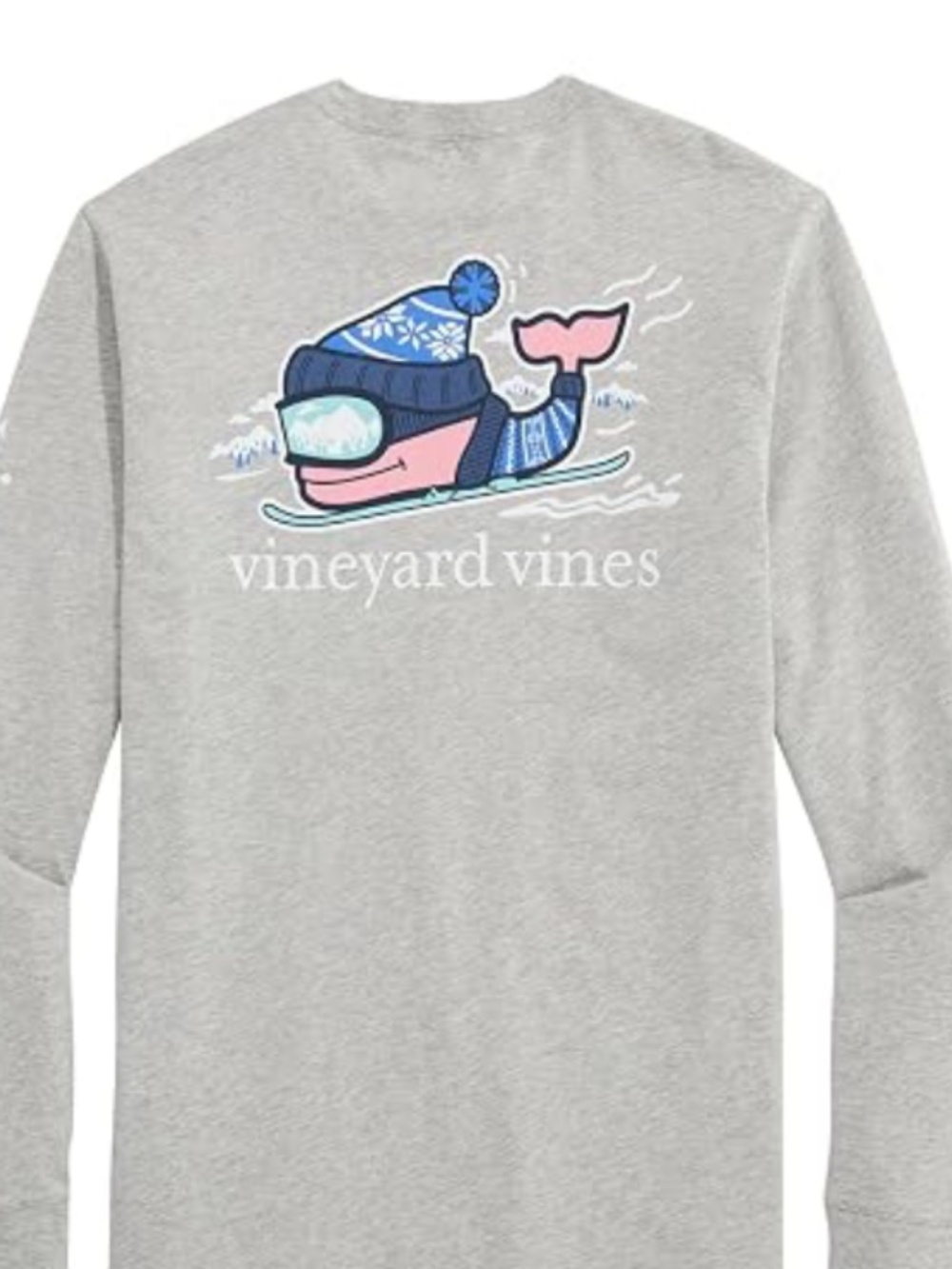 NWT Vineyard Vines Boys Downhill Ski Long-Sleeve Pocket Tee-Gray Heather- 4T